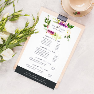 Vibrant Bloom Watercolor Floral Pricing & Services Flyer
