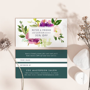 Vibrant Bloom   Watercolor Floral Referral Card
