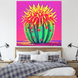 Vibrant Blooming Cactus Canvas Print