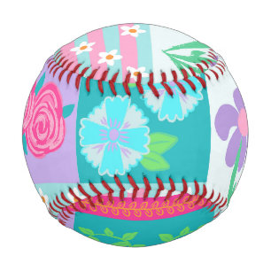 Vibrant Blooming Flowers Design Baseball