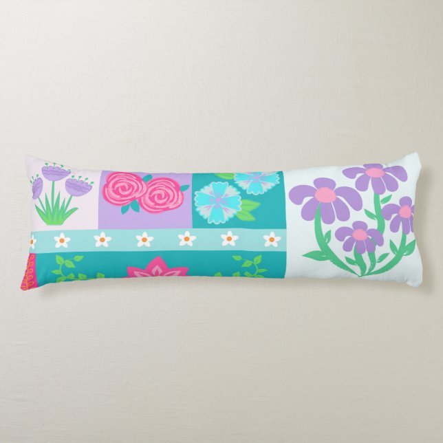 Vibrant Blooming Flowers Design Body Cushion (Front)