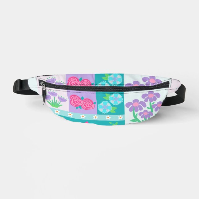 Vibrant Blooming Flowers Design Bum Bags (Front)