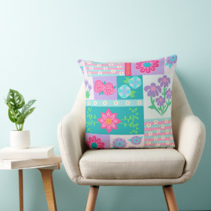 Vibrant Blooming Flowers Design Cushion