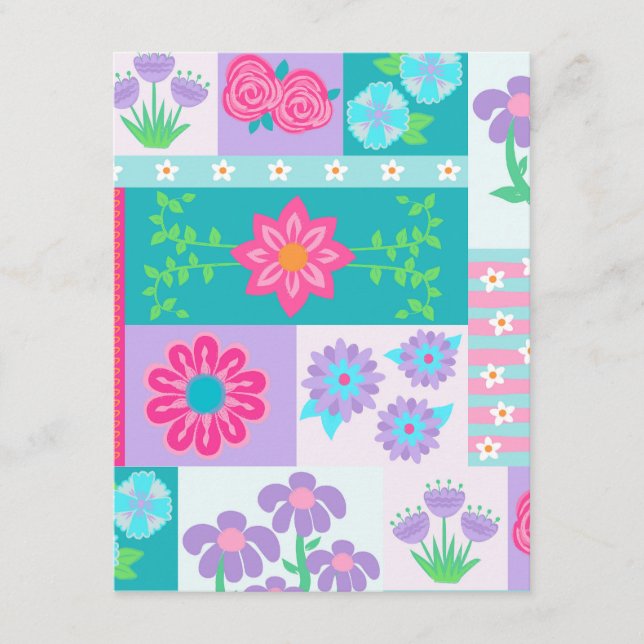 Vibrant Blooming Flowers Design Enclosure Card (Front)