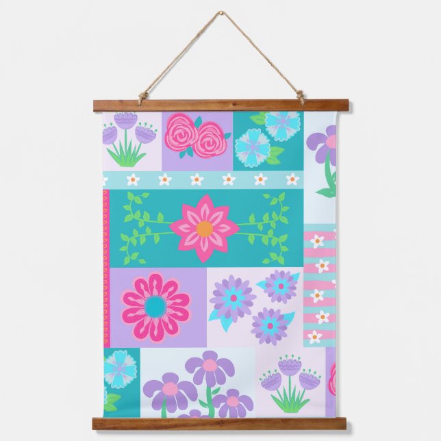Vibrant Blooming Flowers Design Hanging Tapestry (Front)