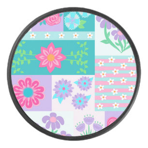 Vibrant Blooming Flowers Design Hockey Puck