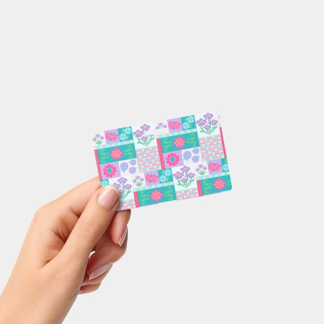 Vibrant Blooming Flowers Design ID Badge (Handheld)