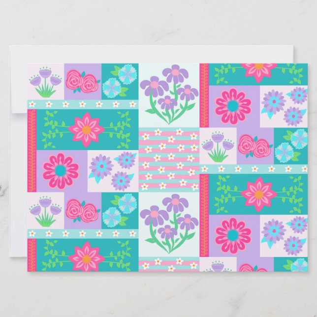 Vibrant Blooming Flowers Design Invitation (Front)