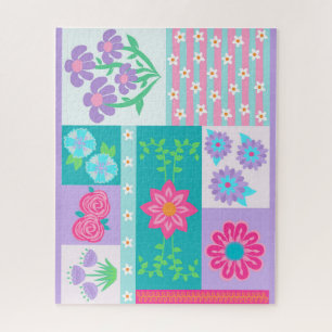 Vibrant Blooming Flowers Design Jigsaw Puzzle