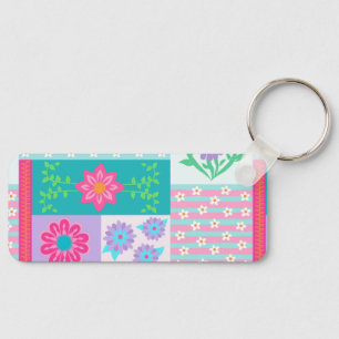 Vibrant Blooming Flowers Design Key Ring