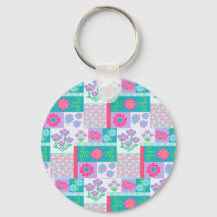 Vibrant Blooming Flowers Design Key Ring