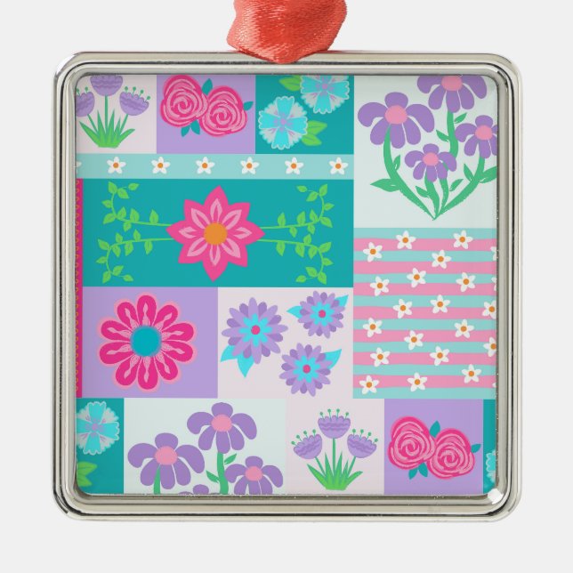 Vibrant Blooming Flowers Design Metal Tree Decoration (Front)