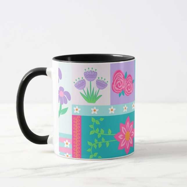 Vibrant Blooming Flowers Design Mug (Left)