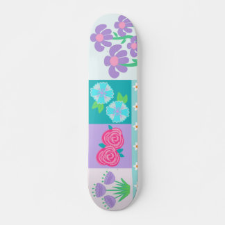 Vibrant Blooming Flowers Design Skateboard