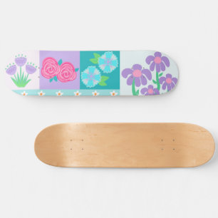 Vibrant Blooming Flowers Design Skateboard