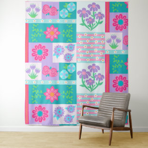 Vibrant Blooming Flowers Design Tapestry