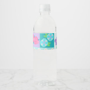 Vibrant Blooming Flowers Design Water Bottle Label