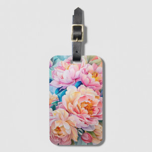 Vibrant Blooming Peonies in Soft Pastel Luggage Tag