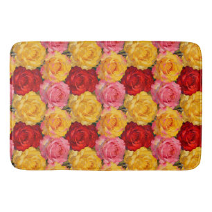 Vibrant Blooming Roses Bath Mat