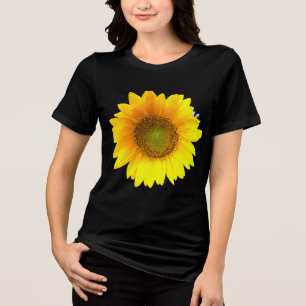 Vibrant Blooming Sunflower Solid Black T-Shirt Tri-Blend Shirt