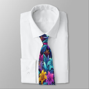 Vibrant Blooms in a Surreal Garden of Colours  Tie