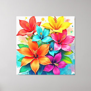 Vibrant Blooms: Tropical Floral Magic Design  Canvas Print