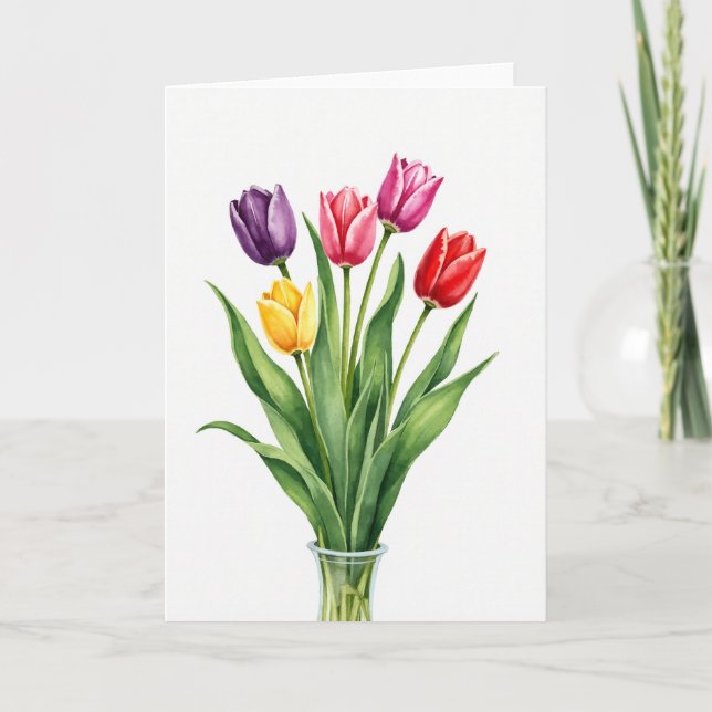 Vibrant Blossom Bouquet Card (Front)