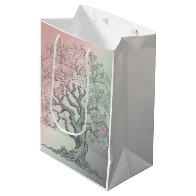 Vibrant Blossoming Floral Tree Medium Gift Bag (Front Angled)