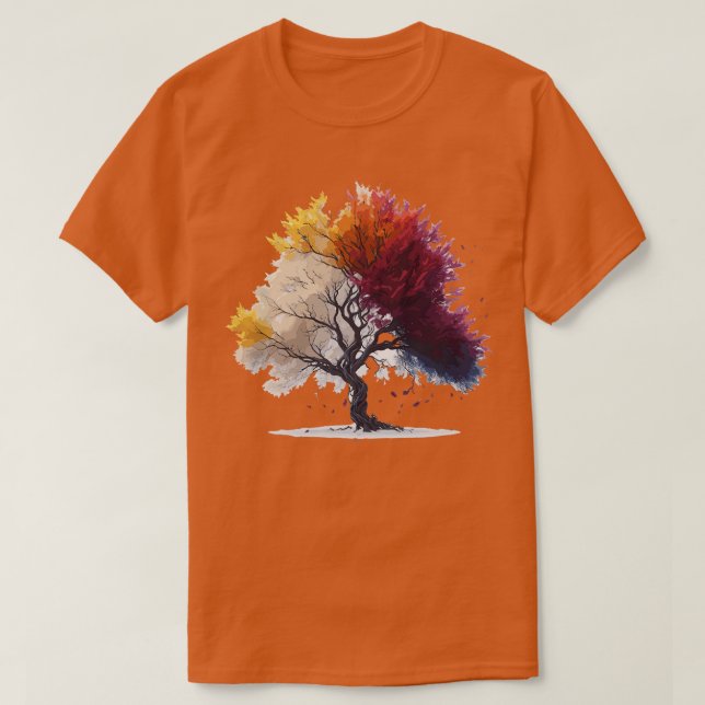 Vibrant Blossoms A Captivating Colourful Tree with T-Shirt (Design Front)
