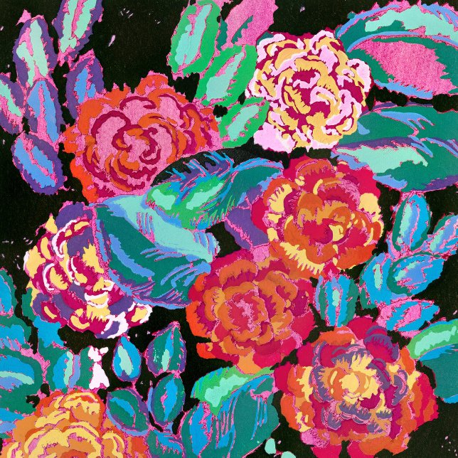Vibrant Blossoms: Art Deco Floral Explosion Poster (Creator Uploaded)