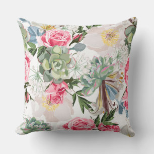 Vibrant Blossoms: Colorful Abstract Flowers Cushion