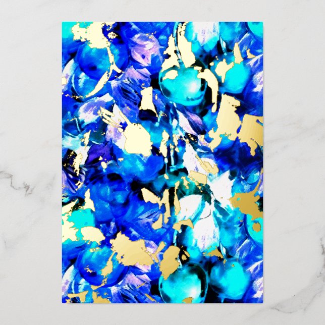 Vibrant blue abstract art w foiling (Front)