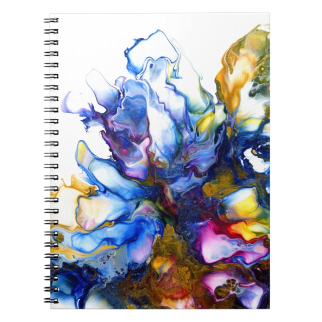 Vibrant Blue Abstract Fluid Art Agate Drawstring B Notebook (Front)