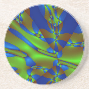 Vibrant Blue and Green Splashes Coaster