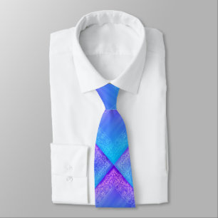 Vibrant Blue and Purple Square Pattern Tie