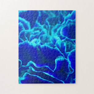 Vibrant Blue and Teal Carnation Flower Jigsaw Puzzle