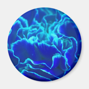 Vibrant Blue and Teal Carnation Flower Magnet