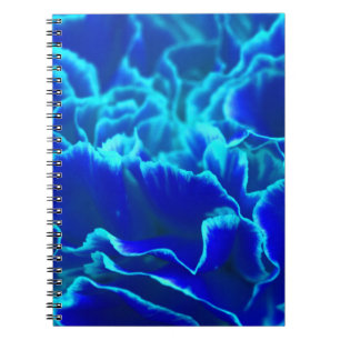 Vibrant Blue and Teal Carnation Flower Notebook