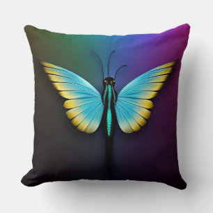 Vibrant Blue and Yellow Butterfly Cushion