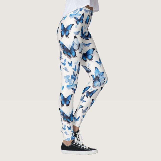 Vibrant blue butterflies leggings (Right)