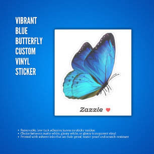 Vibrant Blue Butterfly Custom Vinyl Sticker