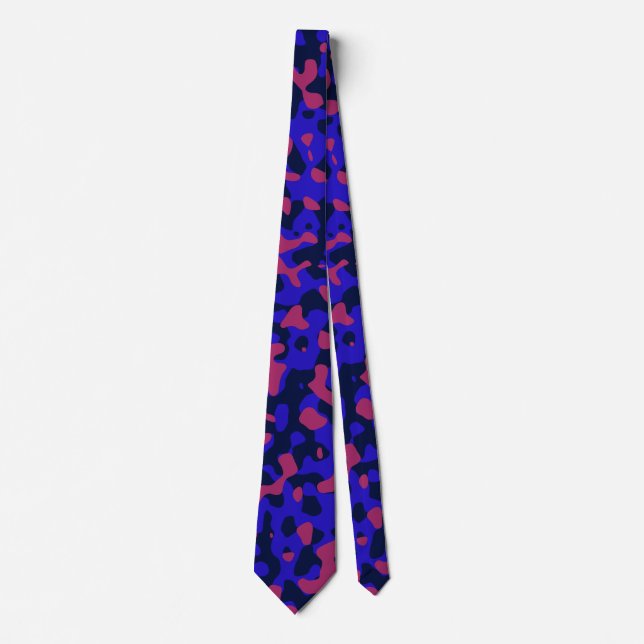 Vibrant Blue Camouflage in Dark Red and Deep Black Tie (Front)