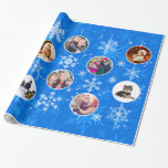 Vibrant Blue Christmas or Hanukkah Family Photos Wrapping Paper<br><div class="desc">Easily add ten family photos to this elegant Christmas,  Hanukkah or Holiday gift wrapping paper.  For best results in photo placement,  crop each family or pet portrait to a square format before uploading.</div>