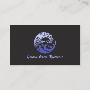 Vibrant Blue Dolphin Wave Spa Esthetician Business Card