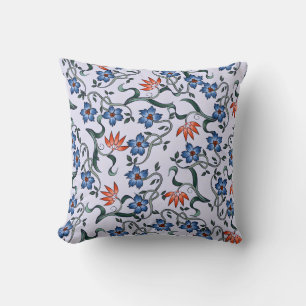 Vibrant Blue Floral Patterns with Green Vines Cushion