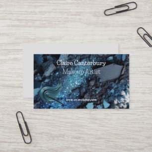 Vibrant Blue Glam Makeup Artist Business Card