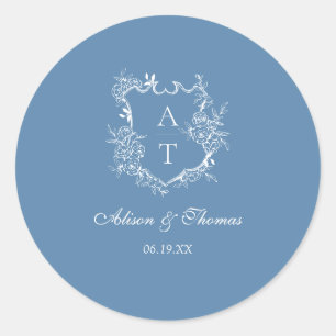 Vibrant Blue Monogram Crest Wedding Envelope Seal