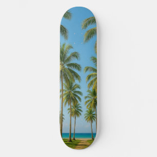 Vibrant Blue Ocean Tropical Paradise Skateboard