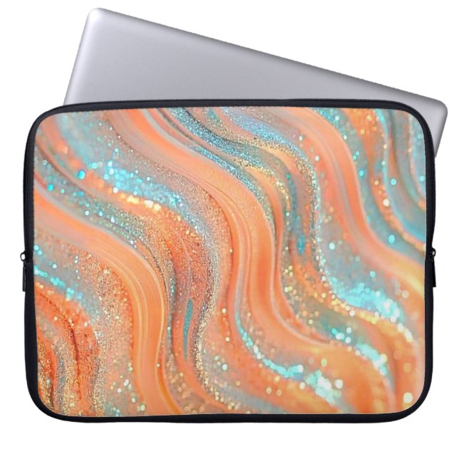 Vibrant Blue & Orange Galaxy Design Laptop Bag  (Front)