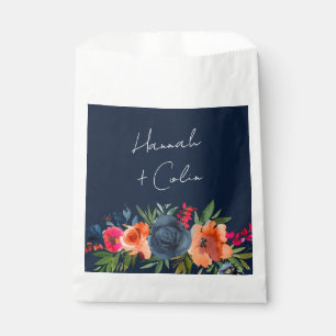 Vibrant Blue Orange Red Botanical Favour Bags